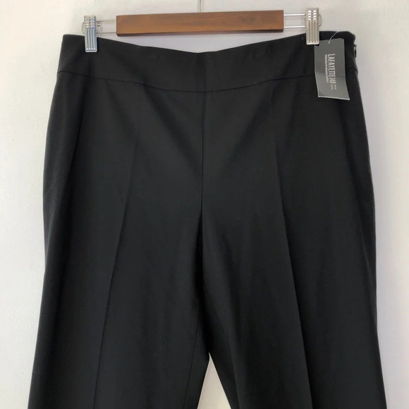 Lafayette 148 New York Black Pleated Straight Leg Side Zip Pants Size 10 NWT - Picture 3 of 12